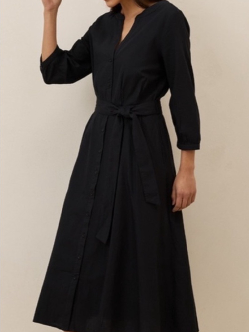 PACT SUNSET ORGANIC COTTON BLACK BUTTON UP MIDI DRESS SZ XL
